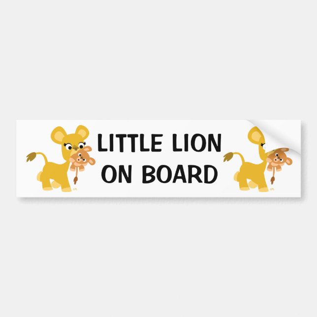 Cute Cartoon Lioness Carrying Her Cub Bumper Sticker (Front)