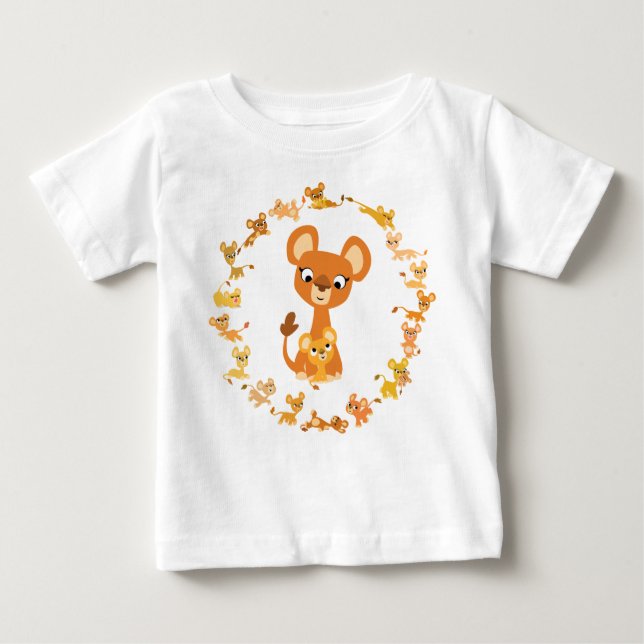 Cute Cartoon Lionesses Mandala Baby T-Shirt (Front)