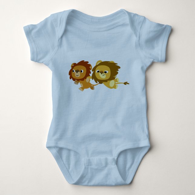 Cute Cartoon Lions in a Hurry Baby Clothing Baby Bodysuit (Front)