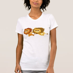 Cute Cartoon Lions in a Hurry Women T-Shirt