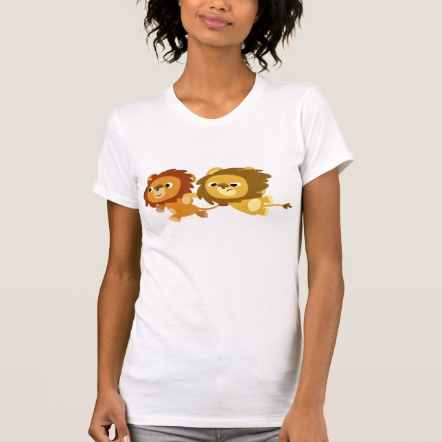 Cute Cartoon Lions in a Hurry Women T-Shirt (Front)