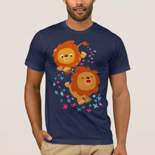Cute Cartoon Lions In The Garden T-Shirt