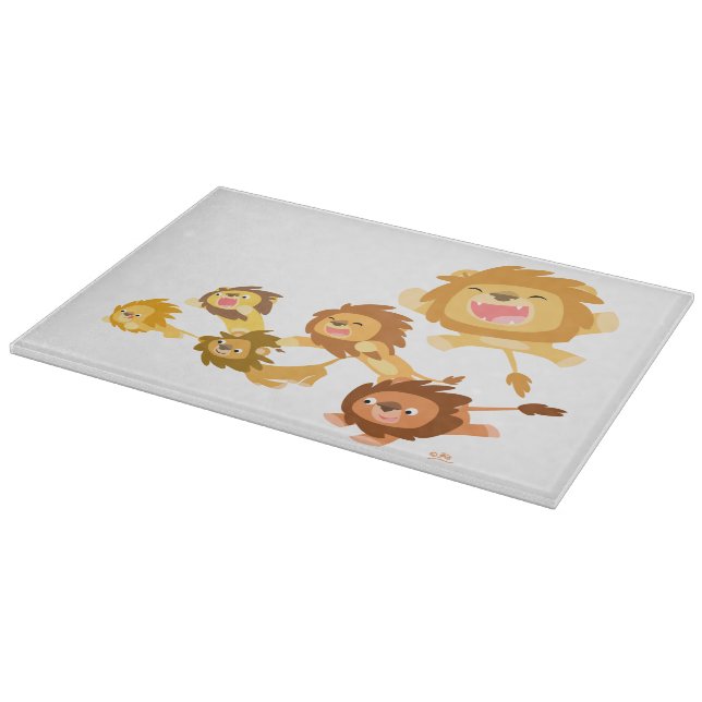 Cute Cartoon Lions' Parade Cutting Board (Corner)