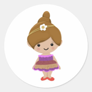 cute cartoon little princess classic round sticker