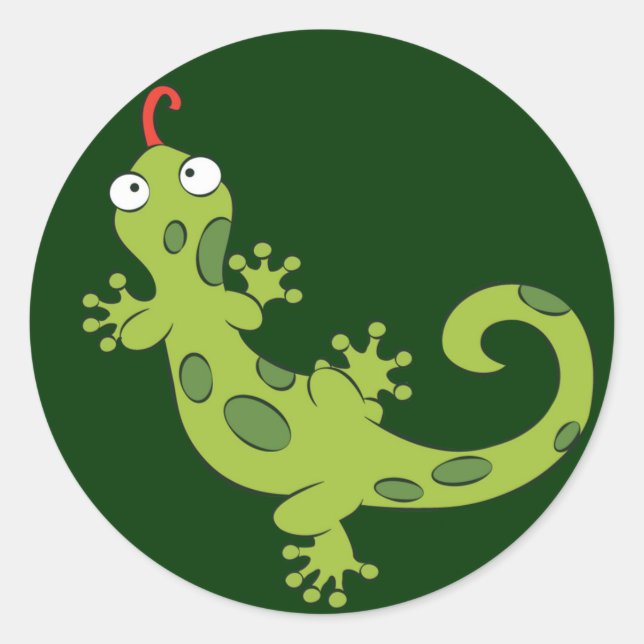 cute cartoon lizard classic round sticker (Front)