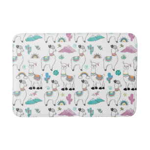 Cute Cartoon Llama Pattern Bath Mat