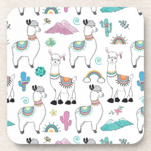 Cute Cartoon Llama Pattern Coaster
