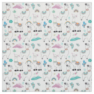 Cute Cartoon Llama Pattern Fabric