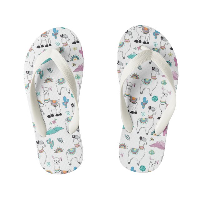 Cute Cartoon Llama Pattern Kid's Thongs (Footbed)