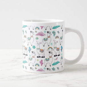 Cute Cartoon Llama Pattern Large Coffee Mug