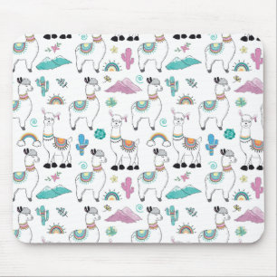 Cute Cartoon Llama Pattern Mouse Pad