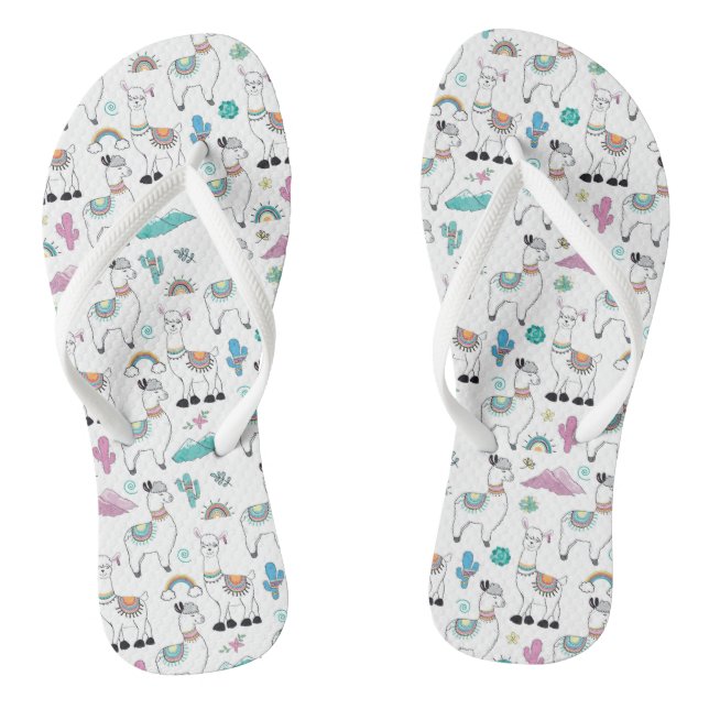 Cute Cartoon Llama Pattern Thongs (Footbed)