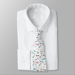 Cute Cartoon Llama Pattern Tie