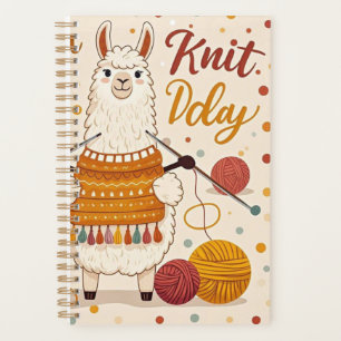 Cute Cartoon llama wearing a knit scarf Planner