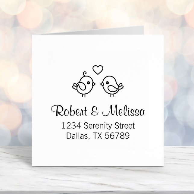 Cute Cartoon Lovebirds - Couple Address Self-inking Stamp (Creator Uploaded)