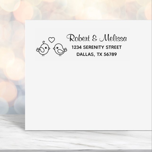 Cute Cartoon Lovebirds - Couple Address Self-inking Stamp (Creator Uploaded)