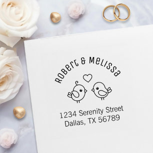 Cute Cartoon Lovebirds Couple Arch Address Self-inking Stamp