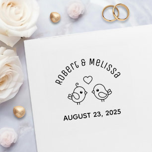 Cute Cartoon Lovebirds Couple Wedding Anniversary  Self-inking Stamp