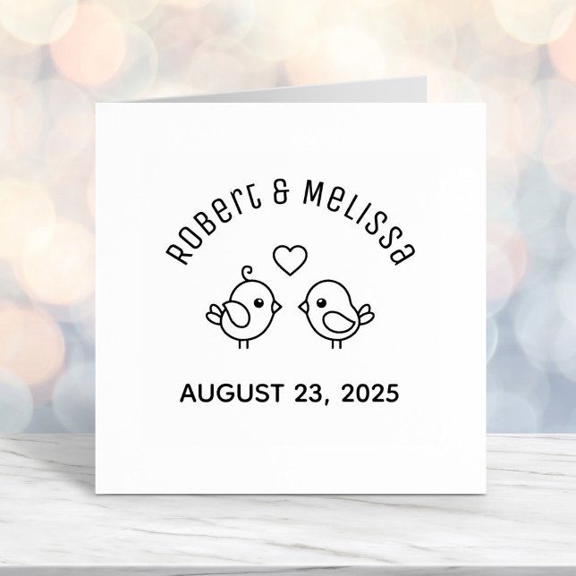 Cute Cartoon Lovebirds Couple Wedding Anniversary  Self-inking Stamp (Creator Uploaded)