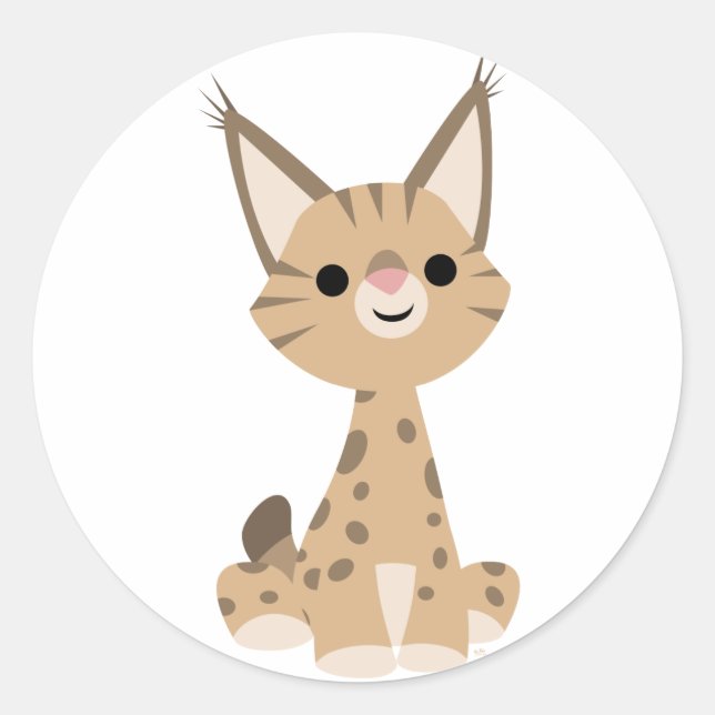 Cute Cartoon Lynx Sticker (Front)
