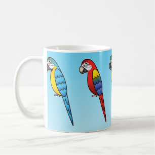 Cute Cartoon Macaw Parrot Birds Coffee Mug