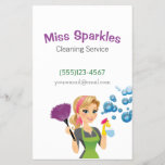 Cute Cartoon Maid Cleaning Service Flyer<br><div class="desc">Cute Cartoon Maid Cleaning Service Flyer.</div>