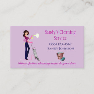 Cute Cartoon Maid Professional Cleaning Services Business Card