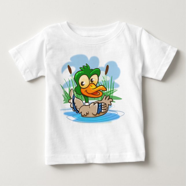 Cute Cartoon Mallard Duck Baby T-Shirt (Front)