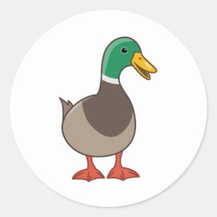 Cute Cartoon Mallard Duck Classic Round Sticker