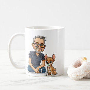Cute Cartoon Man and Chihuahua Coffee Mug