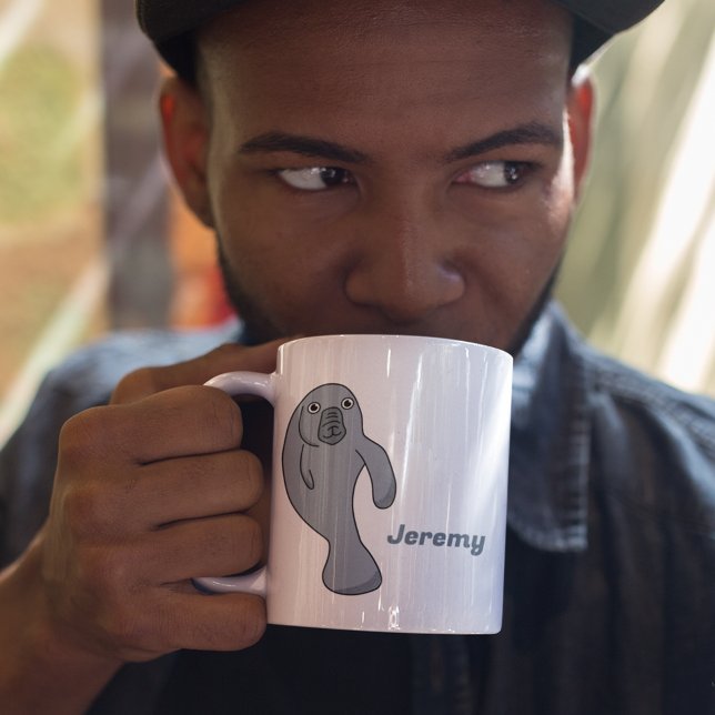 Cute Cartoon Manatee Personalised Coffee Mug (Creator Uploaded)