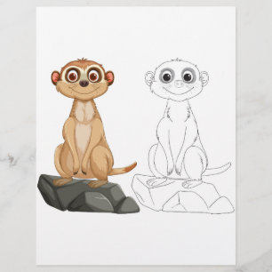 Cute Cartoon meerkat colouring page