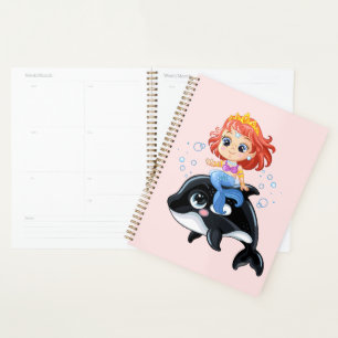Cute cartoon mermaid and orca planner