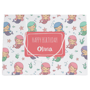 Cute Cartoon Mermaid Pattern Favour Boxes Large Gift Bag
