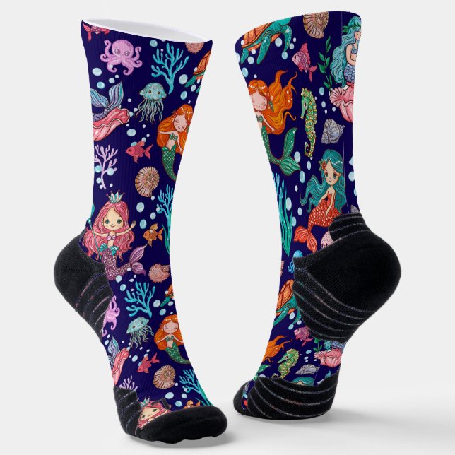 Cute cartoon mermaids socks (Angled)
