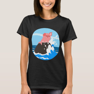 Cute Cartoon Merpig on a Rock Women T-Shirt
