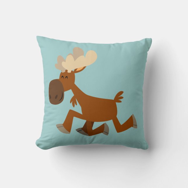 Cute Cartoon Merry Moose Pillow (Front)