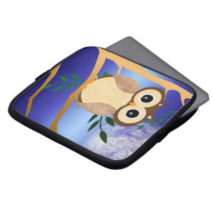 Cute cartoon midnight owl laptop sleeve