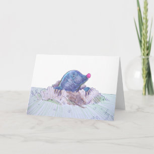 Cute Cartoon Mole and Molehill Card