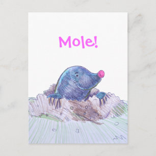Cute Cartoon Mole and Molehill Postcard