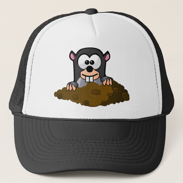 Cute Cartoon Mole Popping Up Out of the Ground Trucker Hat (Front)