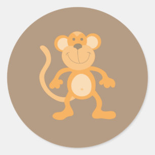 Cute Cartoon Monkey Classic Round Sticker