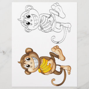 Cute Cartoon monkey colouring page
