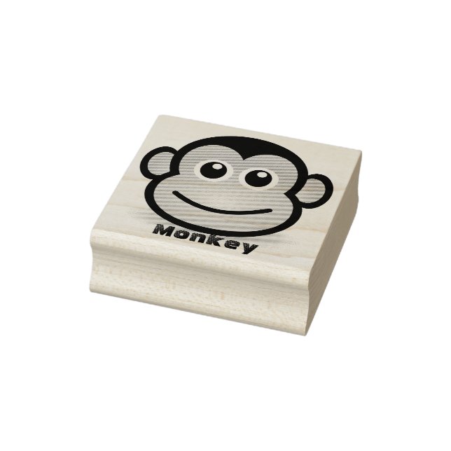 Cute Cartoon Monkey Face Rubber Stamp (Stamp)