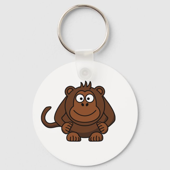 Cute Cartoon Monkey Template Key Ring (Front)