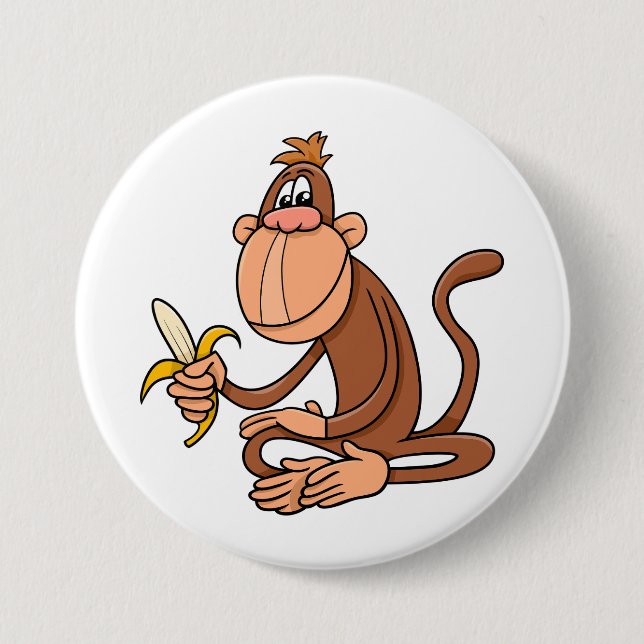 Cute Cartoon Monkey with Banana Funny Animal 7.5 Cm Round Badge (Front)