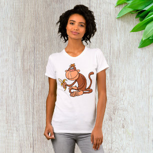 Cute Cartoon Monkey with Banana Funny Animal T-Shirt