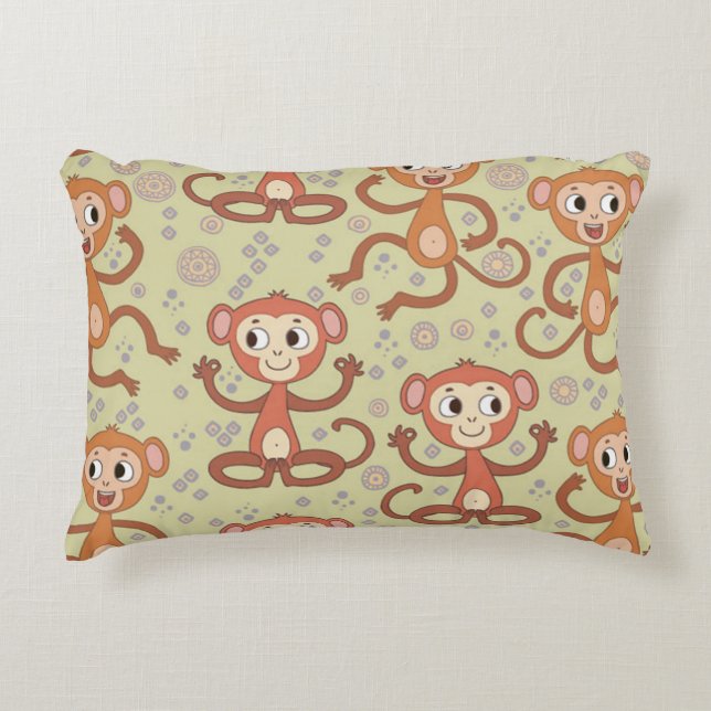 Cute Cartoon Monkeys Decorative Cushion (Front)