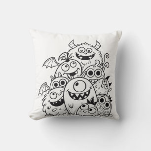 Cute cartoon monster characters illustration for k cushion