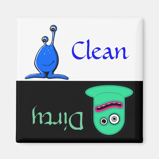 Cute Cartoon Monsters Dishwasher Magnet (Front)